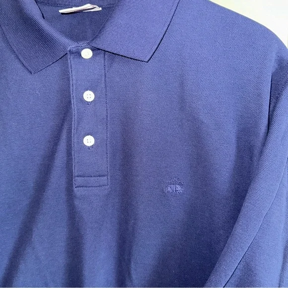 Brooks Brothers 346 Navy Blue Performance Polo Long Sleeve Shirt M Logo Collared - Picture 2 of 10